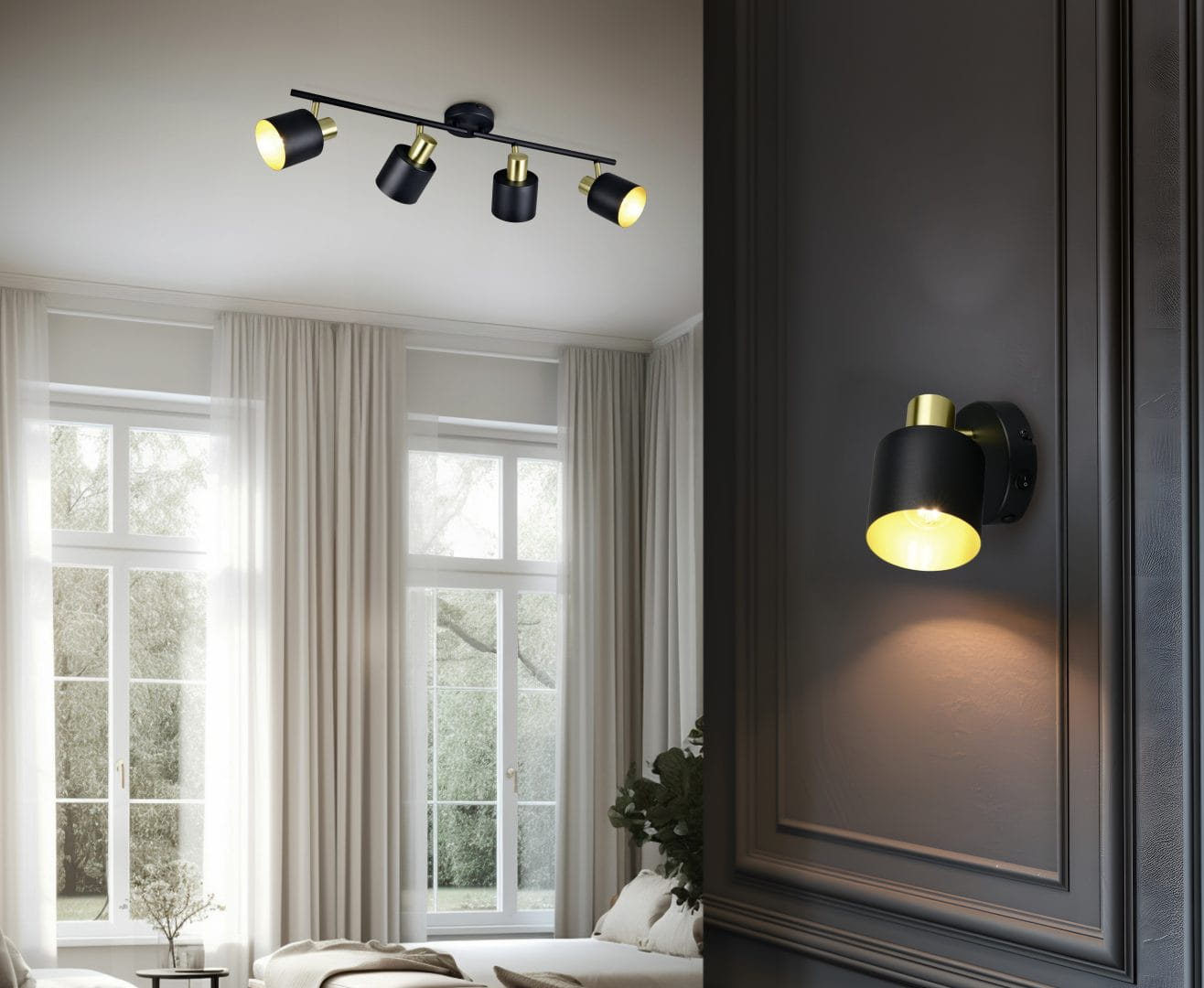 EVA 868800480 czarno-złota lampa sufitowa 4xE14