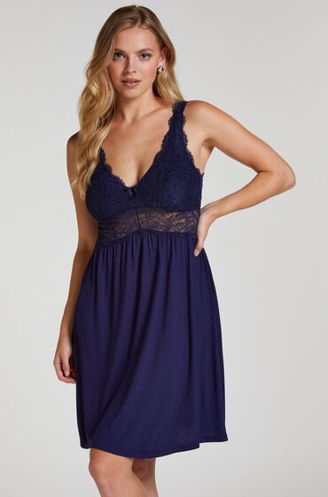 Hunkemöller Sukienka na ramiączkach z koronką Nora Czerwony