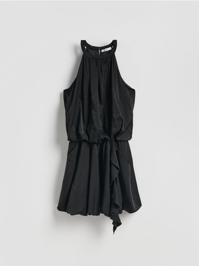 Reserved - Sukienka mini z wiskozą - czarny