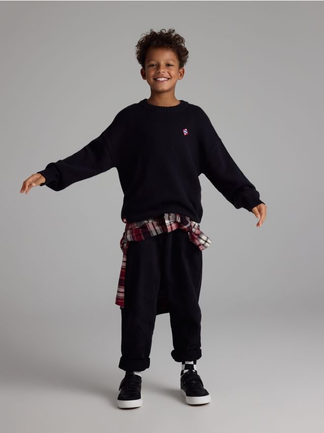 Reserved - Bawełniany sweter - czarny