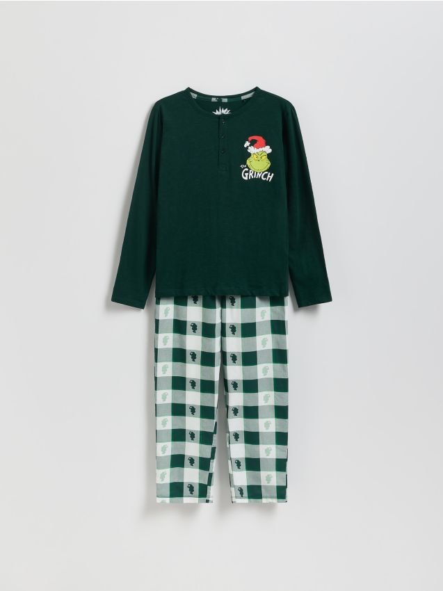 Reserved - Świąteczna piżama Grinch - ciemnozielony