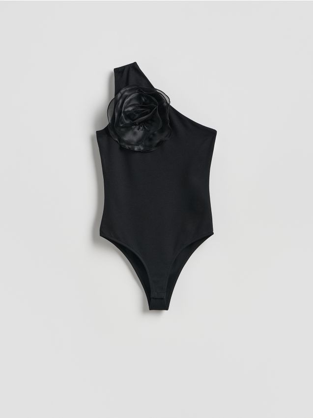 Reserved - Top z różą - czarny