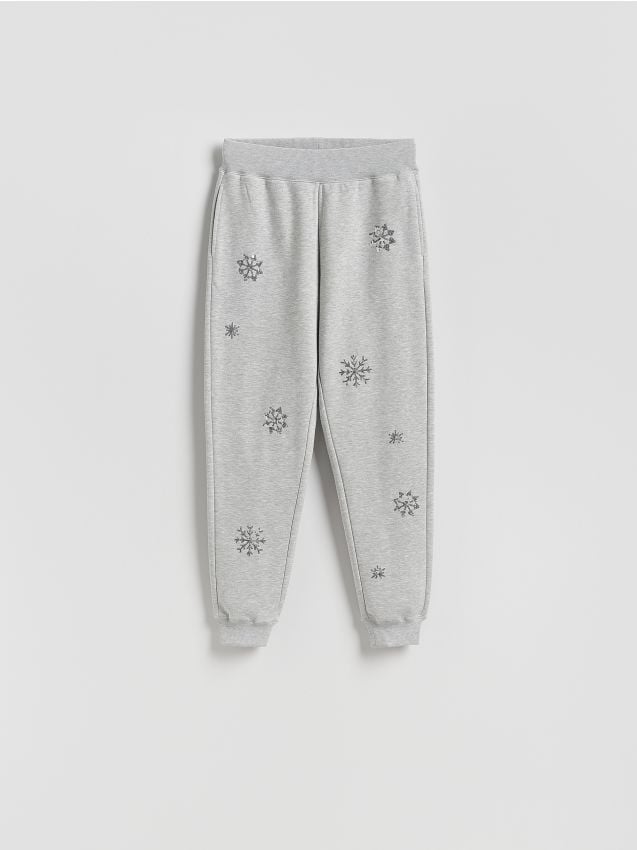 Reserved - Spodnie dresowe z aplikacjami - ciemnoszary