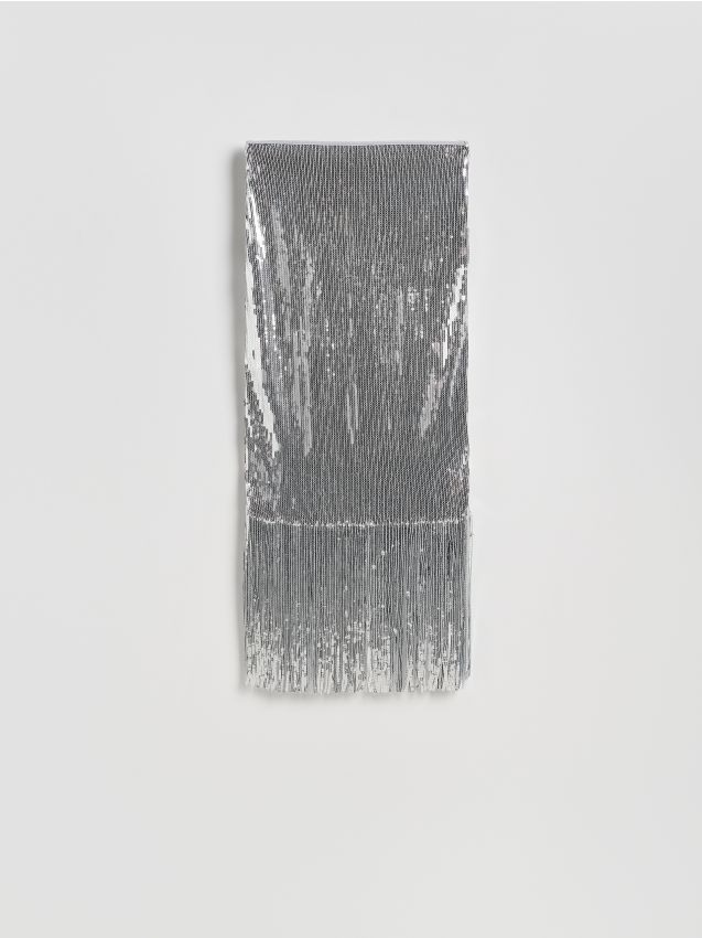 Reserved - Cekinowa spódnica z frędzlami - srebrny