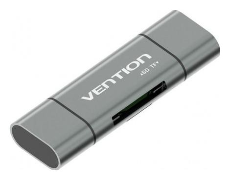 Vention USB 3.0/USB-C microSD/SD szary