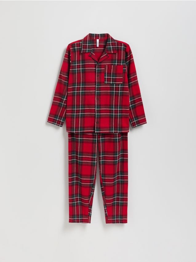Reserved - Dwuczęściowa piżama w kratę - czerwony