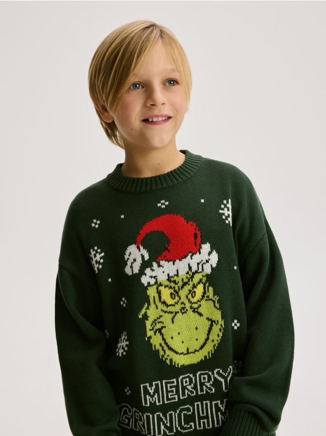 Reserved - Świąteczny sweter Grinch - ciemnoszary