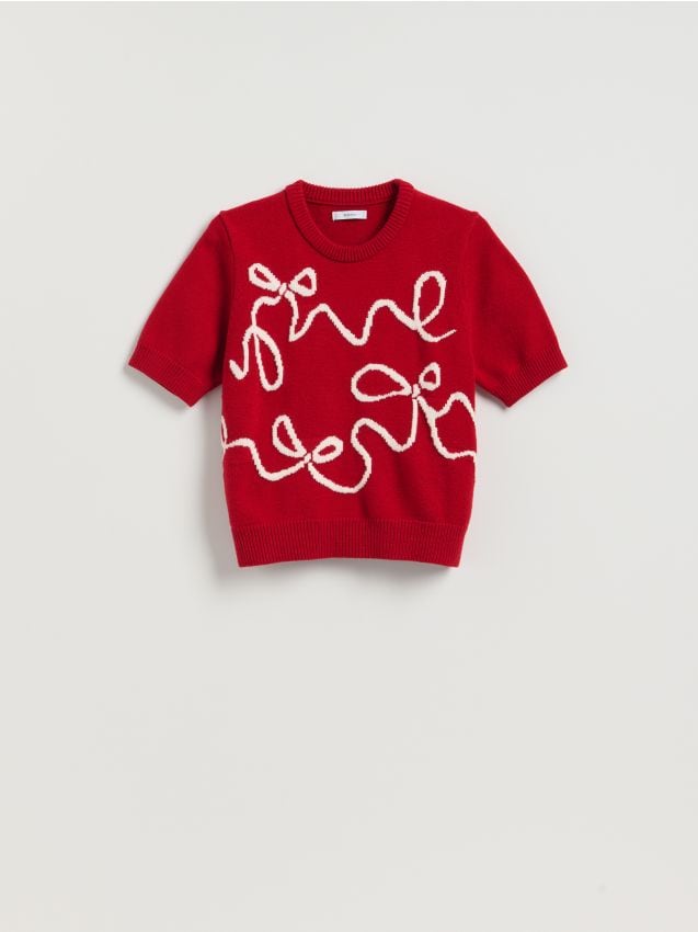 Reserved - Sweter z kokardkami - czerwony