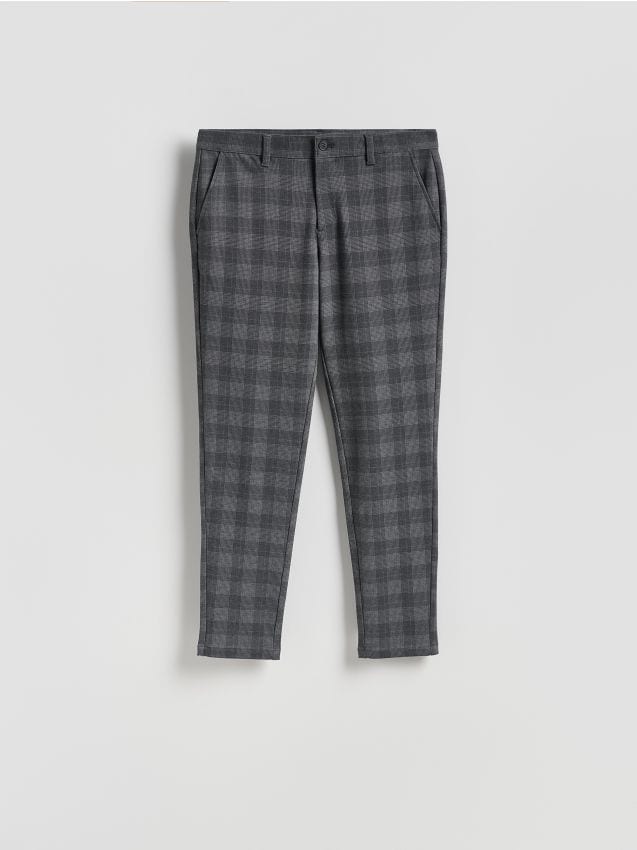 Reserved - Spodnie slim fit w kratę - ciemnoszary