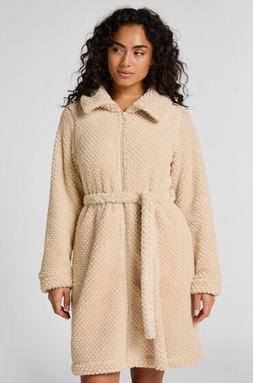 Hunkemöller Szlafrok z polaru zapinany na zamek błyskawiczny Biały