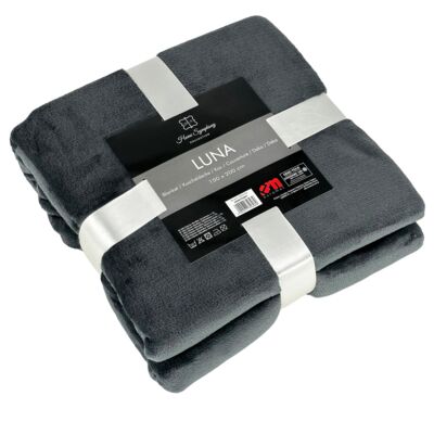 Koc LUNA 150 x 200 cm grafitowy, microfibra flannel 240 g/m2