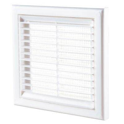 Kratka wentylacyjna z siatką i kołnierzem 125 mm biała