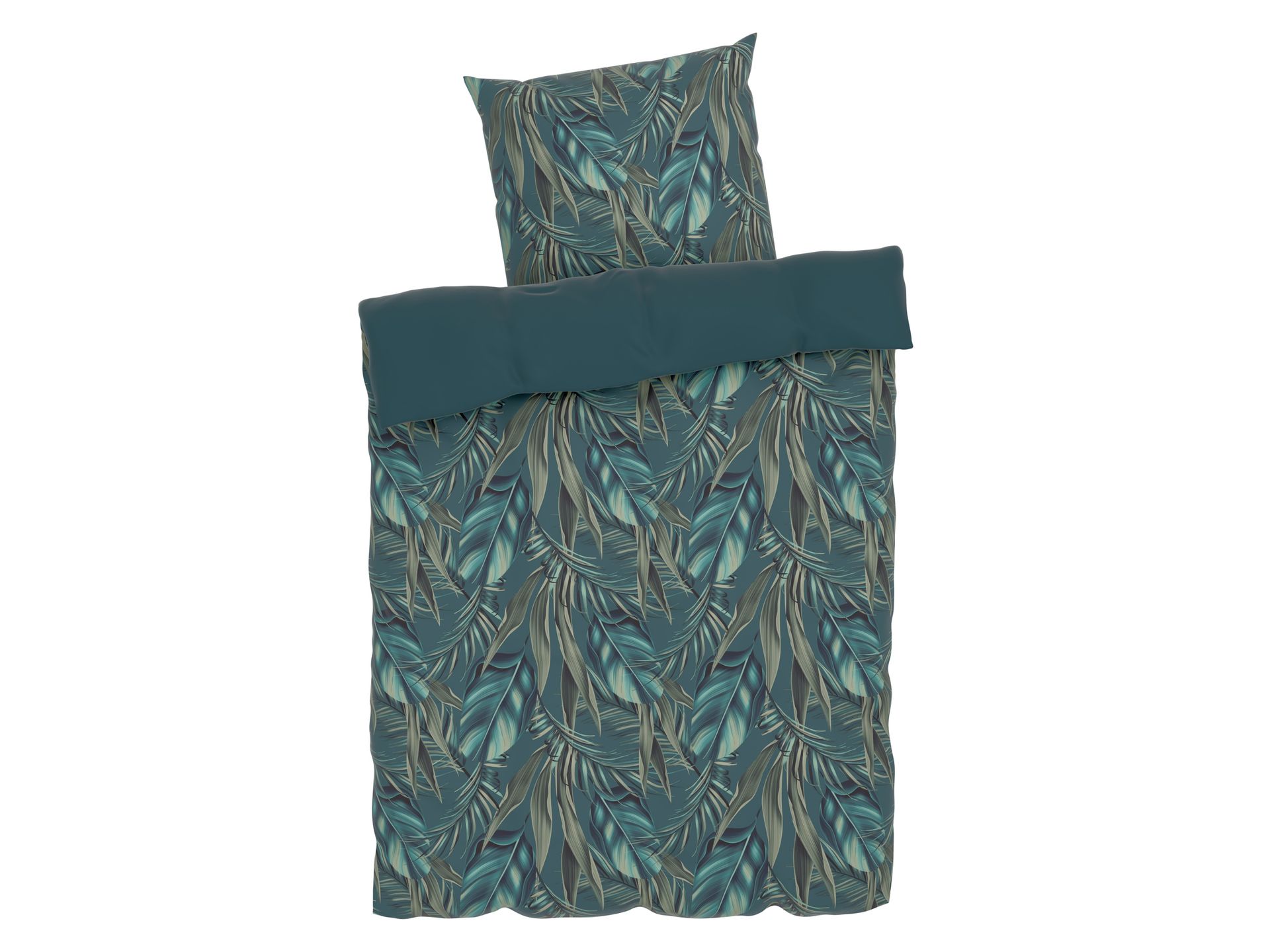 LIVARNO home Pościel satynowa z mikrofibry, 140 x 200 cm (Zielony)