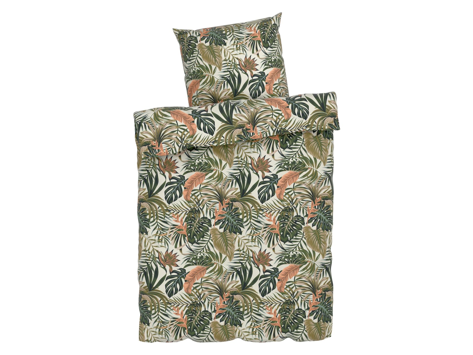 LIVARNO home Pościel satynowa z mikrofibry, 140 x 200 cm (Palmy)