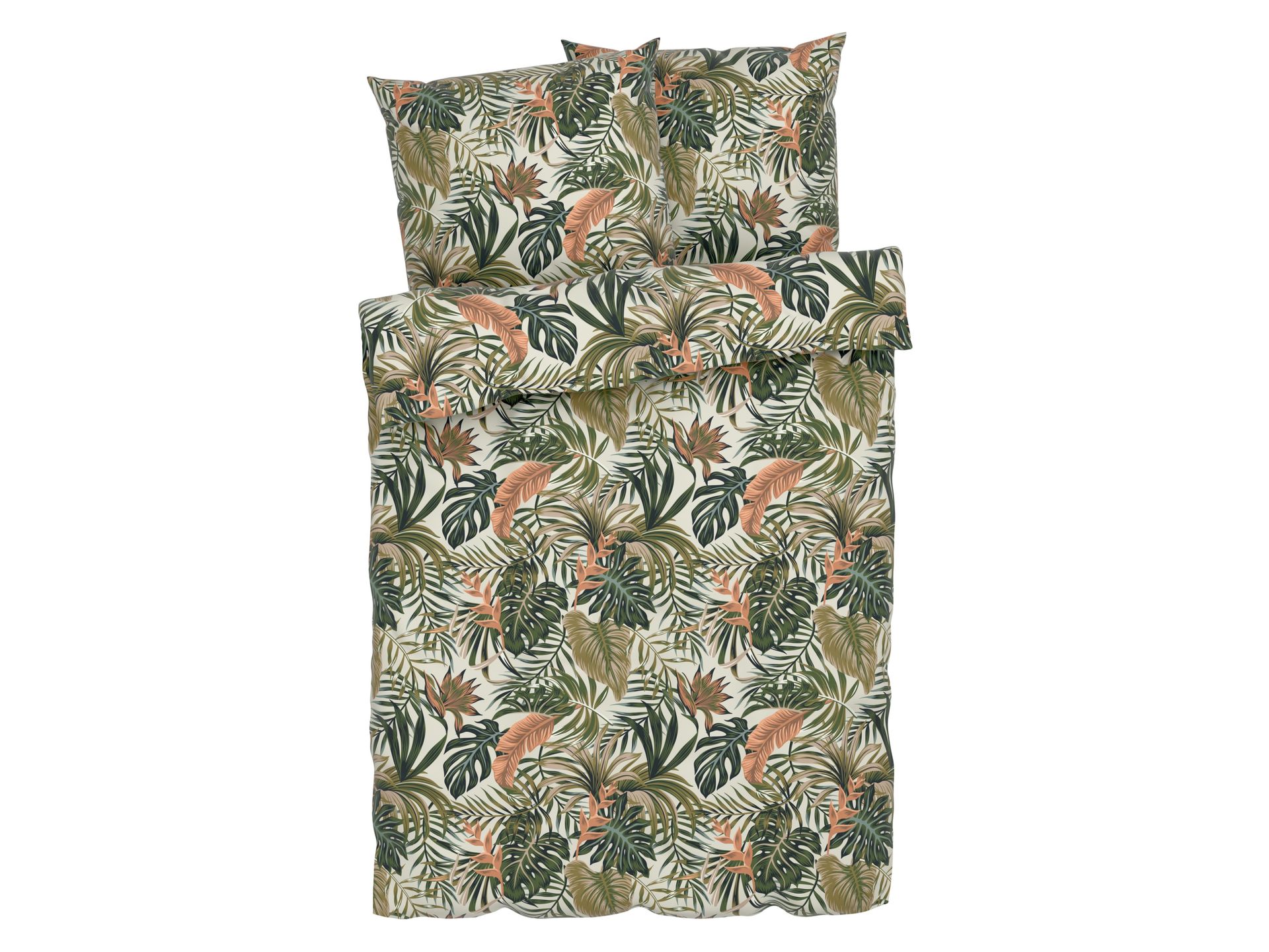 LIVARNO home Pościel satynowa z mikrofibry, 160 x 200 cm (Palmy)