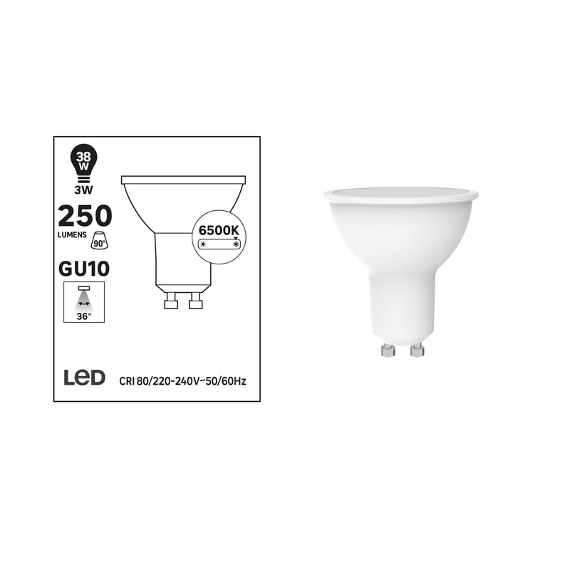 Żarówka LED GU10 3 W 250 lm Ciepła biel