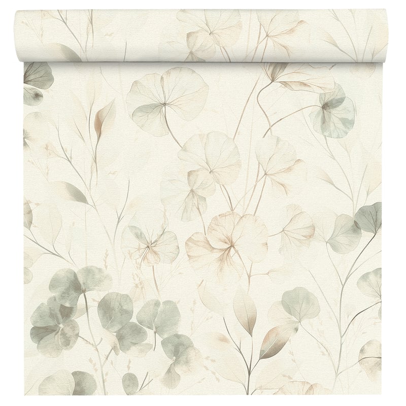 Tapeta Farmhouse Kwiaty beżowa winylowa na flizelinie