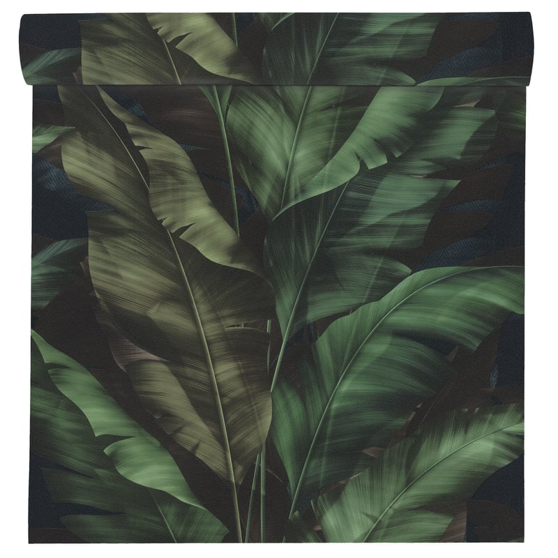 Tapeta samoprzylepna Rio Liście zielono-czarna winylowa