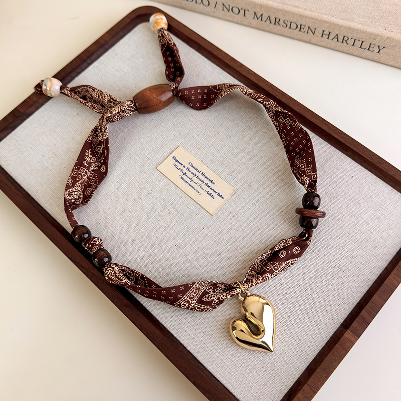 TEMU Damska chusta na szyję w stylu vintage z kwiatami w talii - Elegancka łańcuszka z koralikami i misternymi kwiatowymi wzorami, czarno-biały