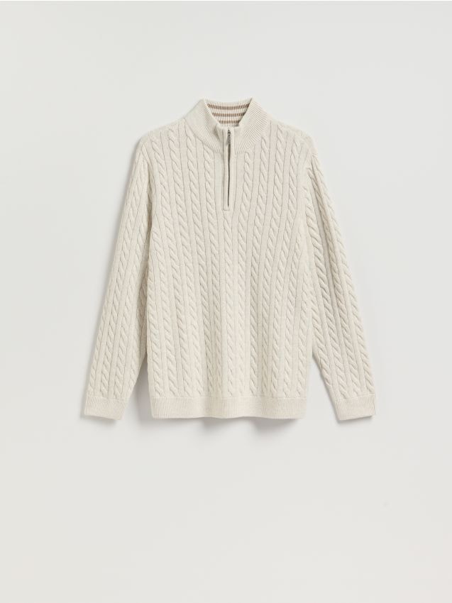 Reserved - Sweter z domieszką wełny - złamana biel