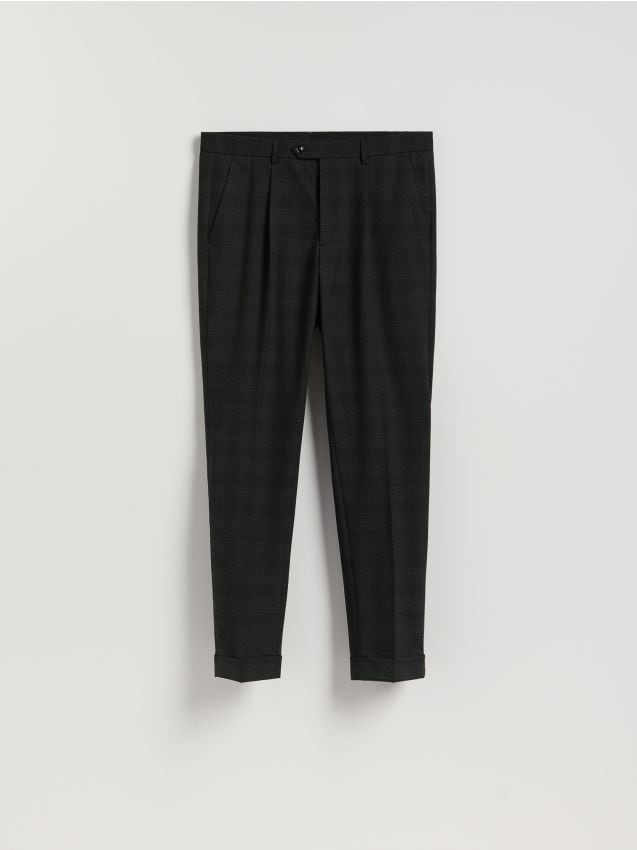 Reserved - Garniturowe spodnie w kratę - czarny