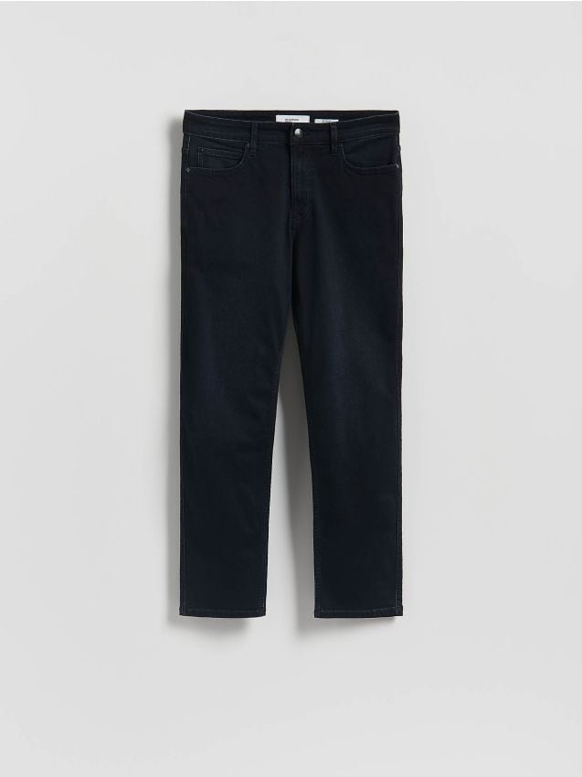 Reserved - Jeansy straight fit - granatowy