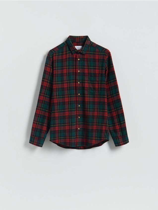 Reserved - Koszula regular fit w kratę - bordowy