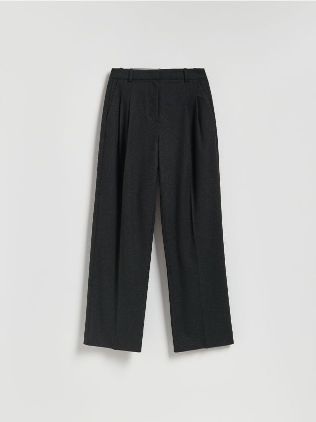 Reserved - Spodnie w kant z wełną - ciemnoszary