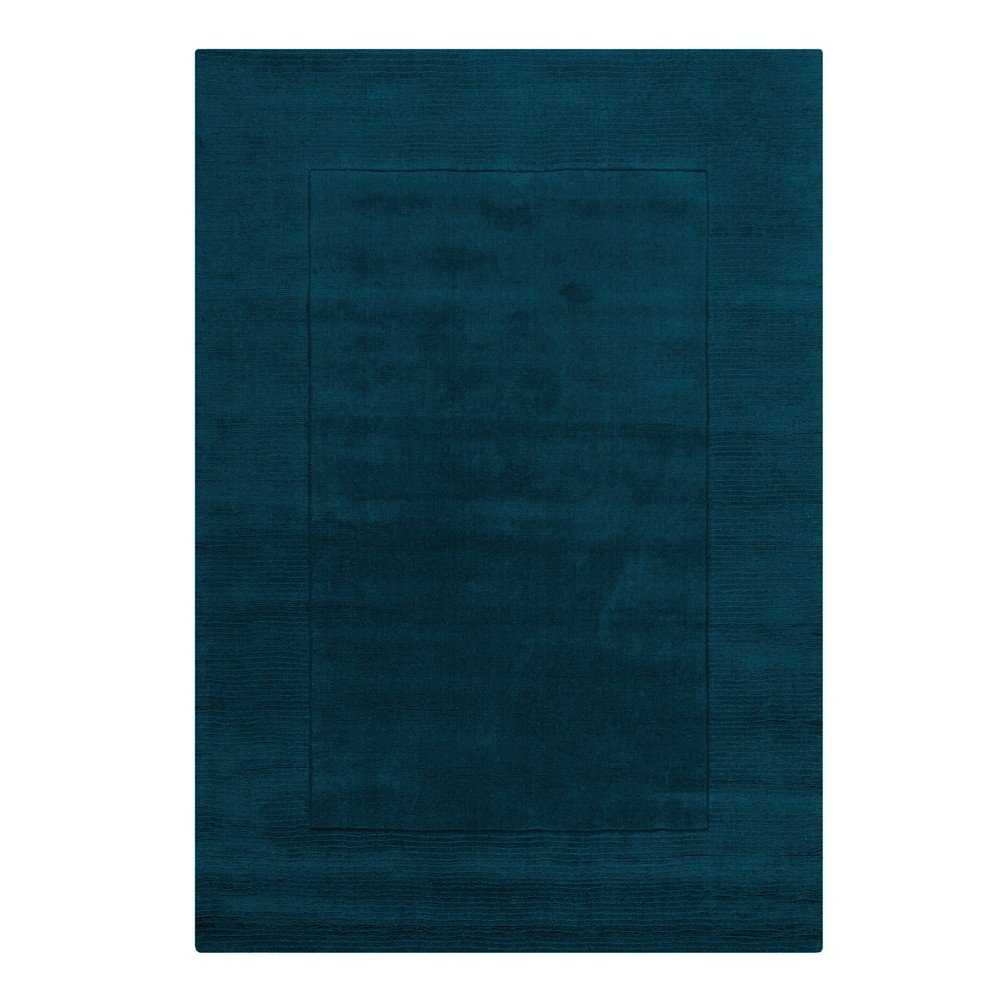 Ciemnoniebieski wełniany dywan tkany ręcznie 200x290 cm Textured Wool Border – Flair Rugs