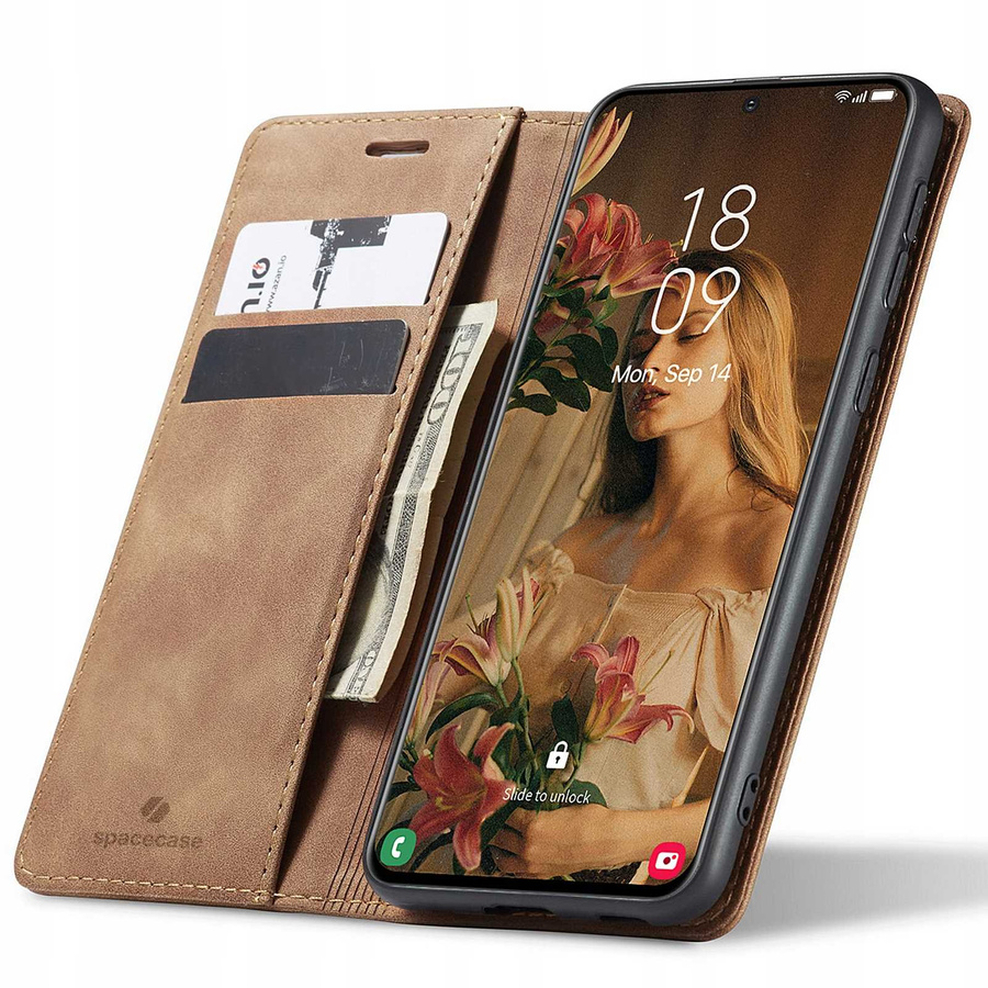 Spacecase Etui Wallet Galaxy S21 light brown