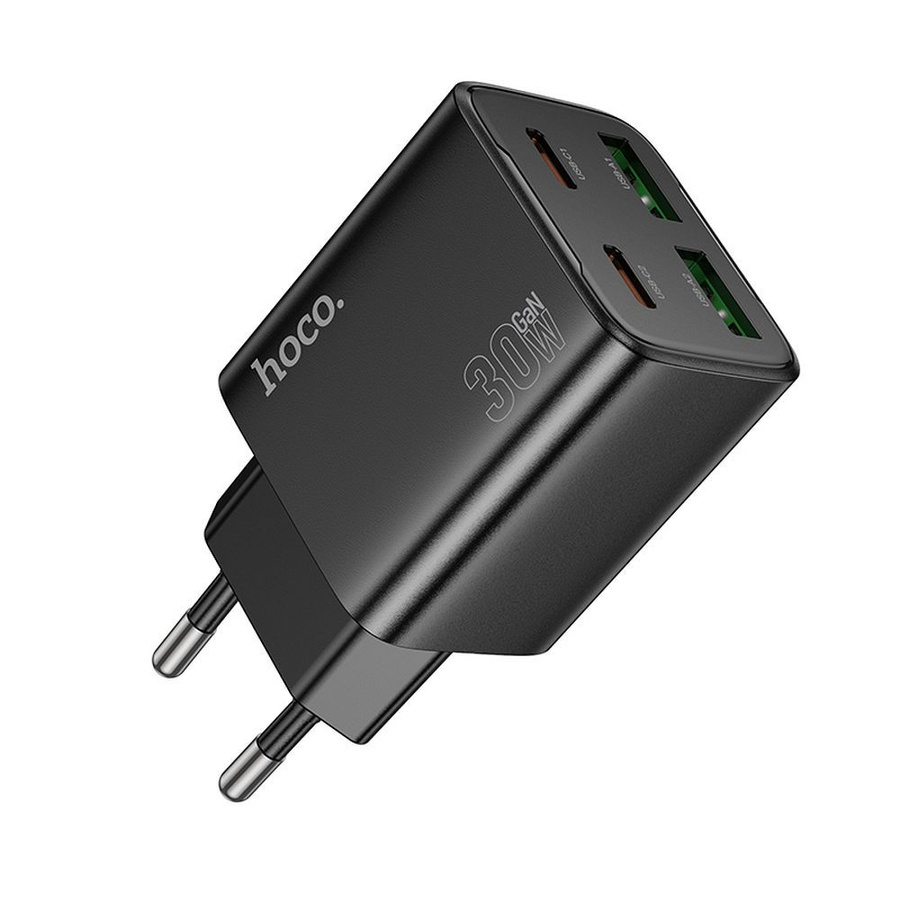 Ładowarka sieciowa do telefonu Hoco 2 x USB C + 2 x USB A QC3.0 PD 3A 30W N56 czarna