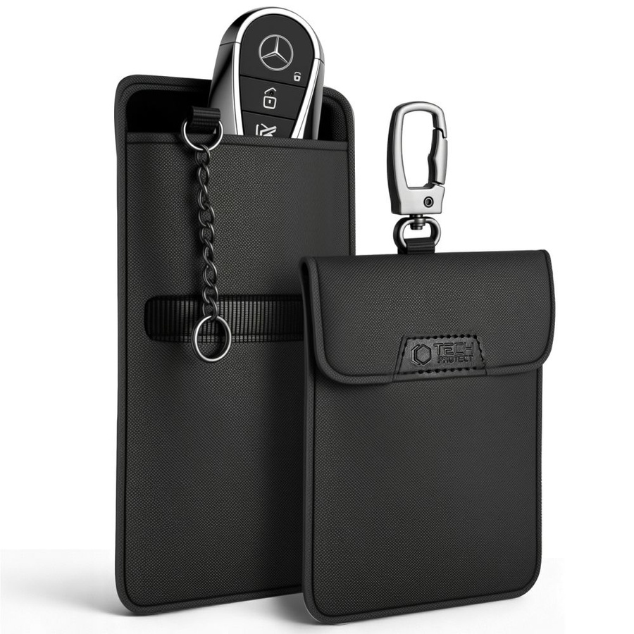 KLATKA FARADAYA TECH-PROTECT KLR400 POUCH KEYLESS RFID SIGNAL BLOCKER CASE BLACK/BLACK