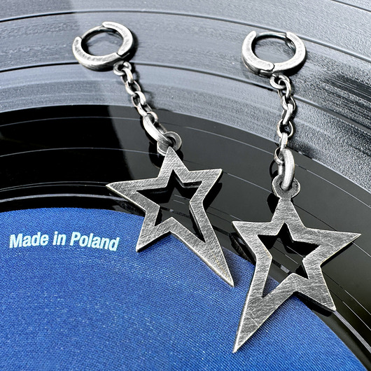 Kolczyki srebrne gwiazdki Rockstar dark