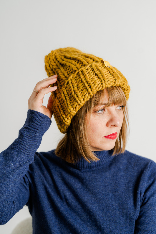 Wełniana czapka zimowa WOOLY musztarda