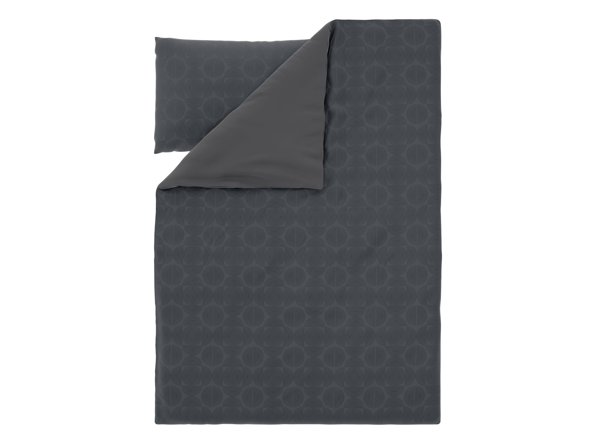 LIVARNO® Pościel satynowa z mikrofibry, 140 x 200 cm (Okręgi/antracytowy)