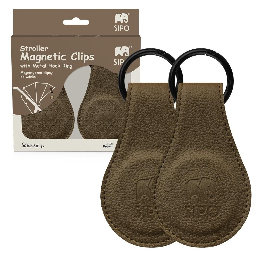 Klipsy magnetyczne do wózka brązowa 2 szt - akcesoria do wózka