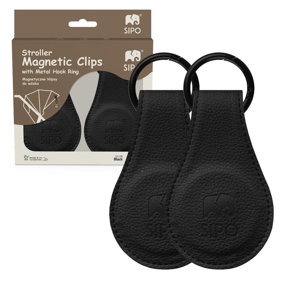 Klipsy magnetyczne do wózka czarne 2 szt - akcesoria do wózka