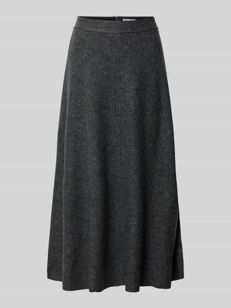 Spódnica midi rozkloszowana z mieszanki wiskozy i wełny