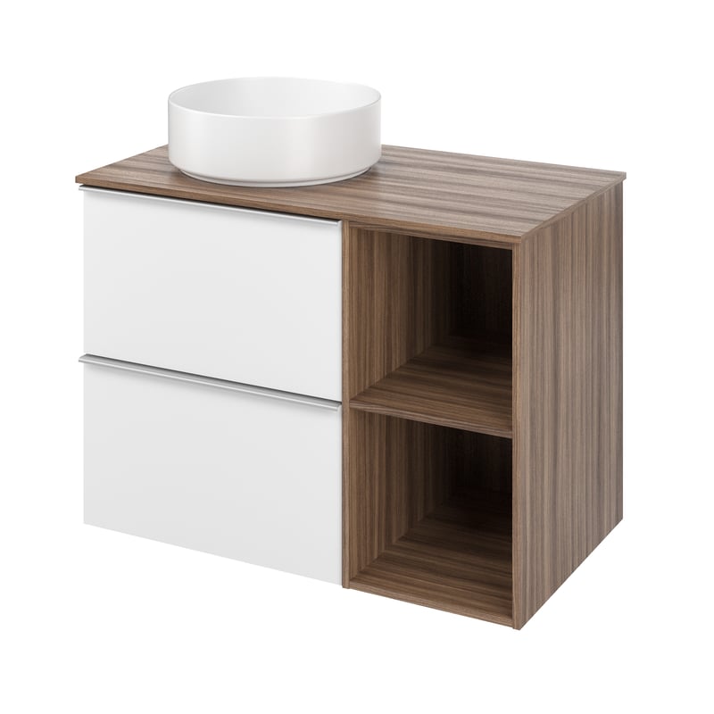 Zestaw szafka podwieszana 80 cm Modern z umywalką biel orzech Sensea