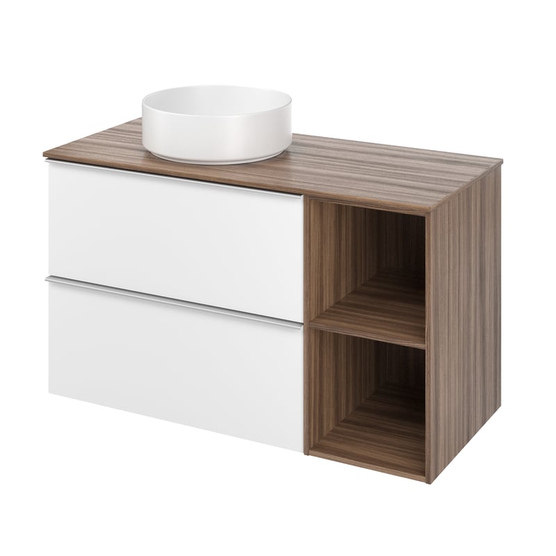 Zestaw szafka podwieszana 100 cm Modern z umywalką biel orzech Sensea