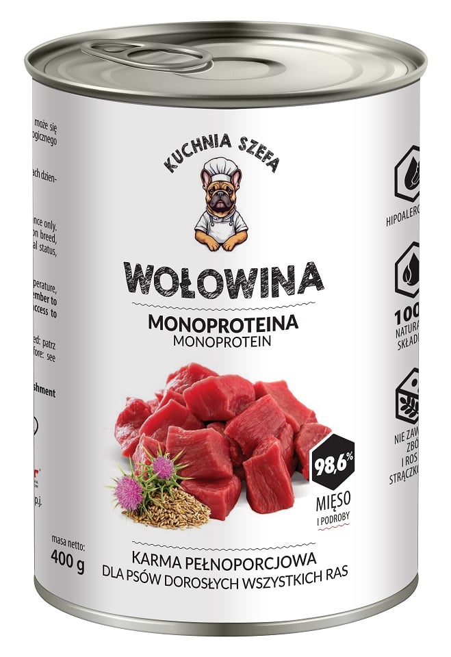 KUCHNIA SZEFA Wołowina Monoproteinowa karma dla psów wszystkich ras 400 g