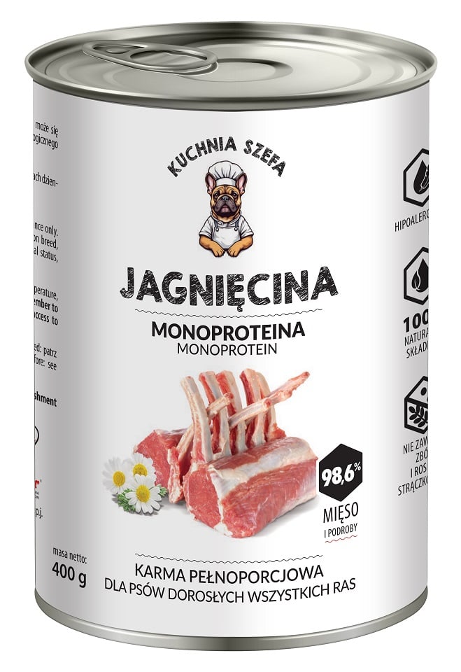 KUCHNIA SZEFA Jagnięcina Monoproteinowa karma dla psów wszystkich ras 400 g
