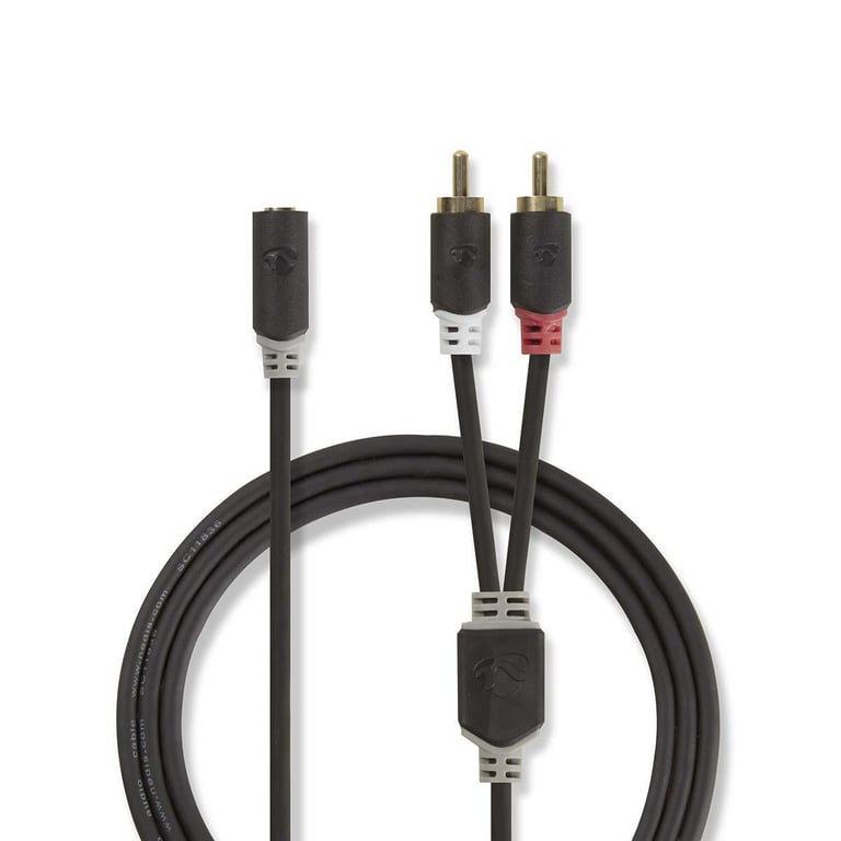 Nedis CABW22255AT02 kabel audio 2 x RCA 3.5mm Antracyt