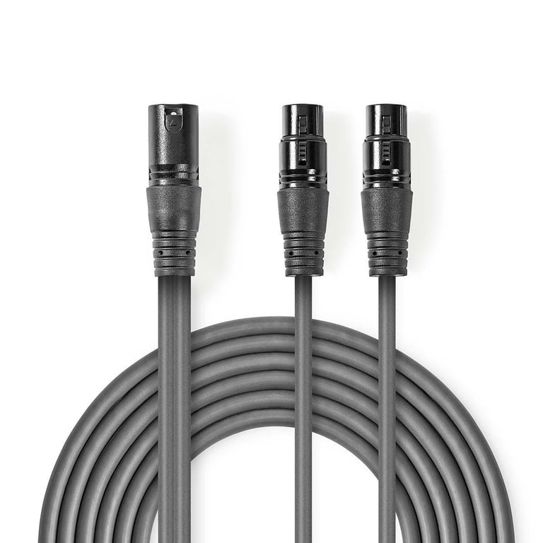 Nedis COTH15025GY15 kabel audio 1,5 m XLR (3-pin) 2 x XLR (3-pin) Szary