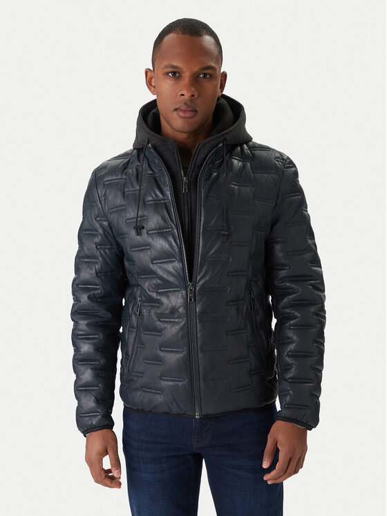 Milestone Kurtka skórzana MS Alonso 5310196 0715 Czarny Regular Fit