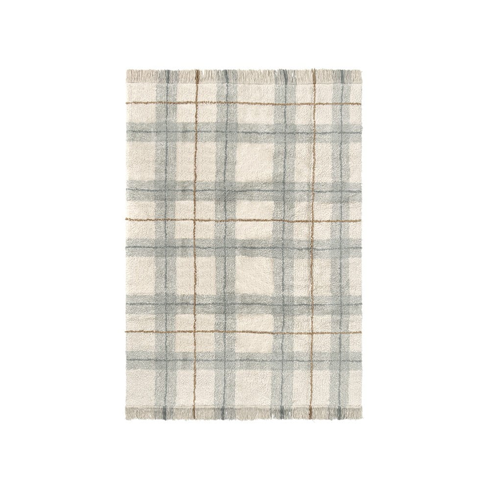 Kremowo-szałwiowy bawełniany dywan odpowiedni do prania/tkany ręcznie 140x190 cm Tartan Blue Sage – Lorena Canals