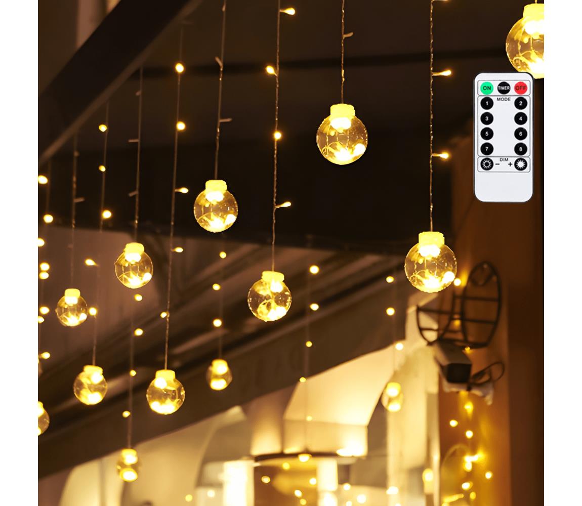 Aigostar - LED zewnętrzne lampki świąteczne 120xLED/6W/230V/8 funkcji 3x0,6m IP44 ciepła biała + pilot