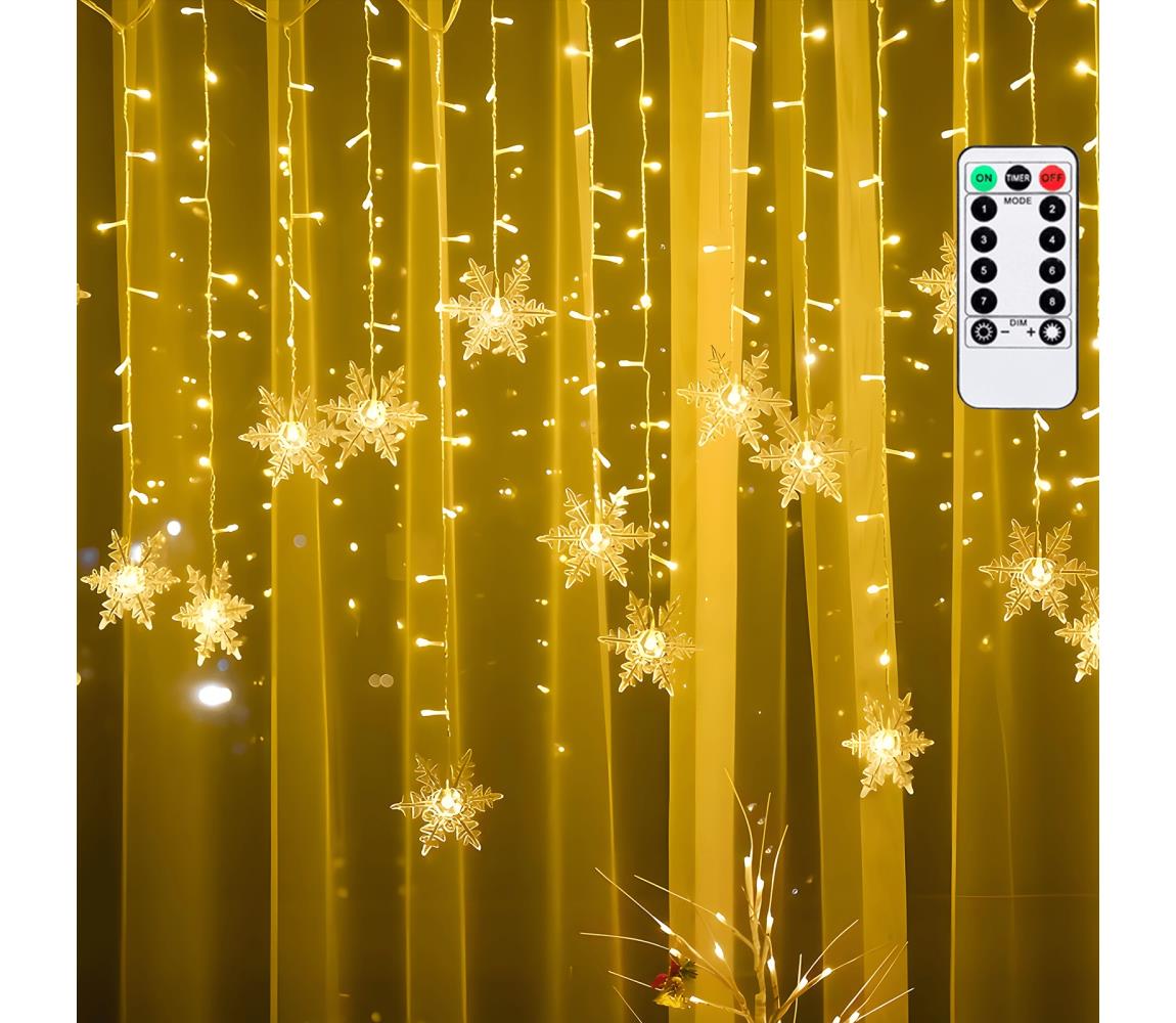 Aigostar - LED zewnętrzny łańcuch świąteczny 120xLED/6W/230V/8 funkcji 3x0,7m IP44 ciepła biała +pilot