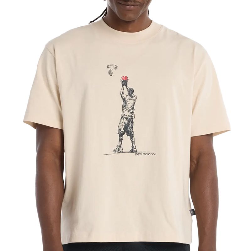 Koszulka męska New Balance MT53611BIS - beżowa