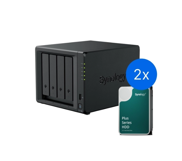 Synology DS425+ /4T 4-zatokowy serwer NAS w zestawie z dyskami o łącznej pojemności 4TB, Tower